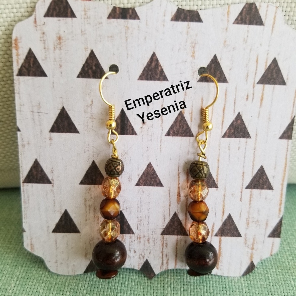 Brown neutral tone handmade earrings